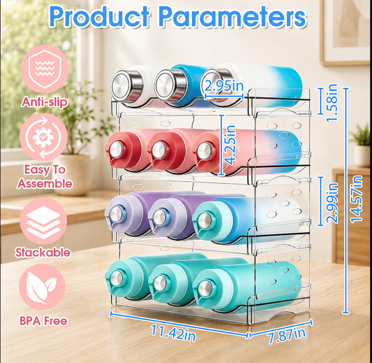 4-Tier Stackable Water Bottle Organizer