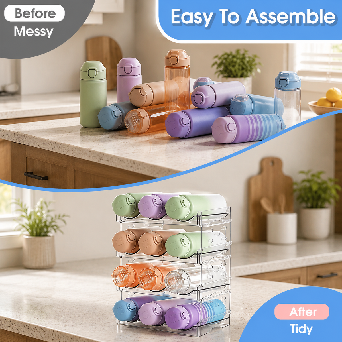 4-Tier Stackable Water Bottle Organizer