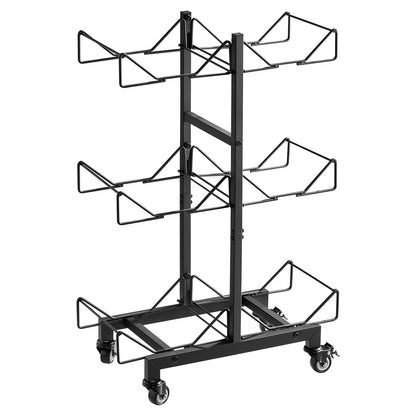 KFFKFF 3-Tier Double Row Water Jug Rack, Holds 6 Bottles (3 & 5 Gallon), Sturdy Organizer with Wheels and Handles, Foldable Design for Home, Office, or Kitchen, Black