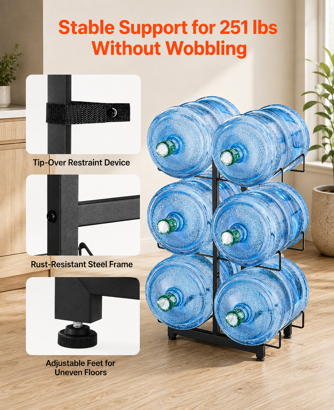 3 Tier Double Water Jug Rack