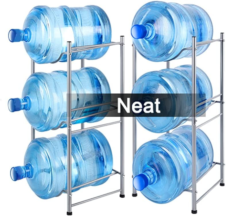5 Gallon Water Jug Holder 3 Tier Water Cooler Jug Storage Rack, Silver
