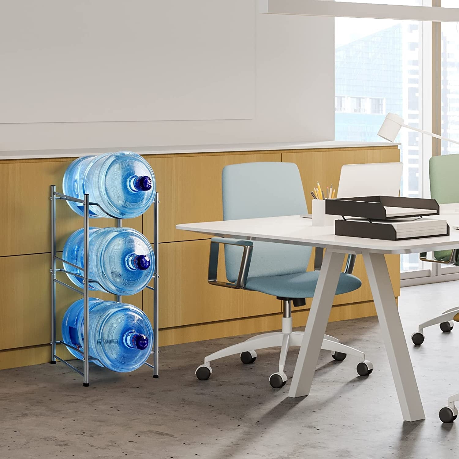 5 Gallon Water Jug Holder 3 Tier Water Cooler Jug Storage Rack, Silver