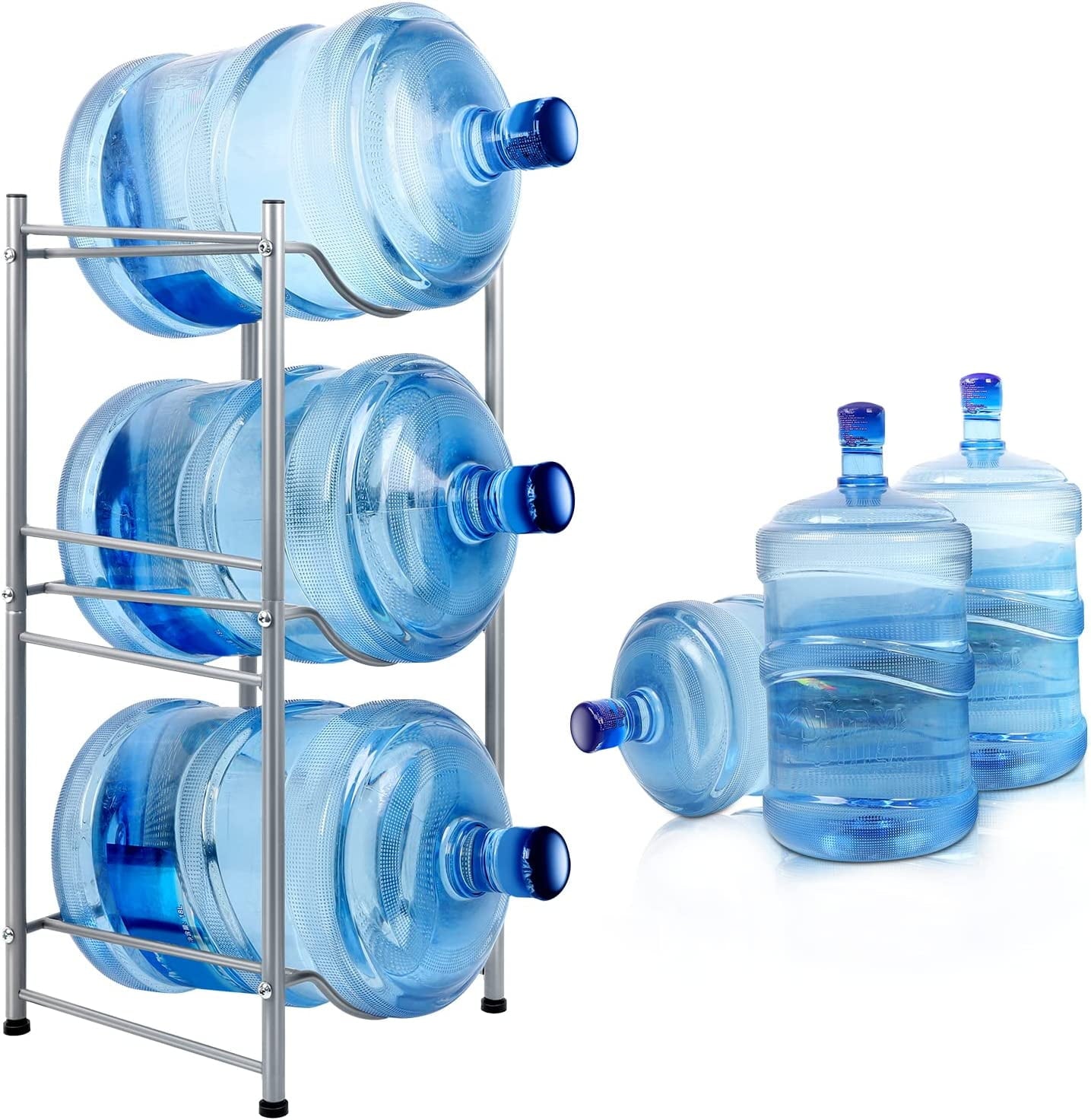 5 Gallon Water Jug Holder 3 Tier Water Cooler Jug Storage Rack, Silver