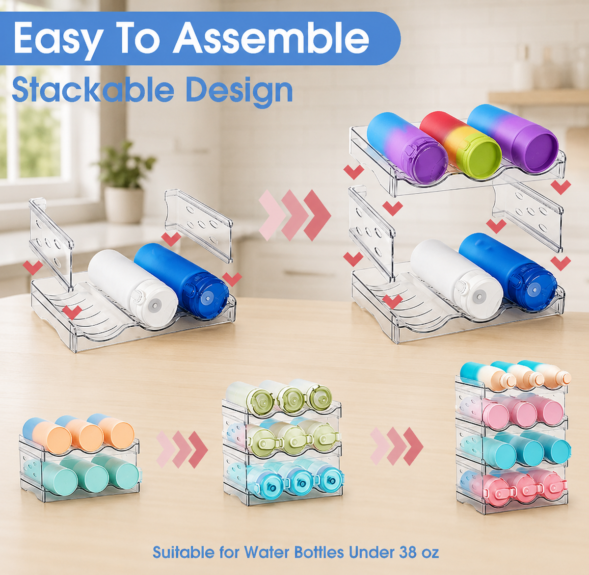 4-Tier Stackable Water Bottle Organizer