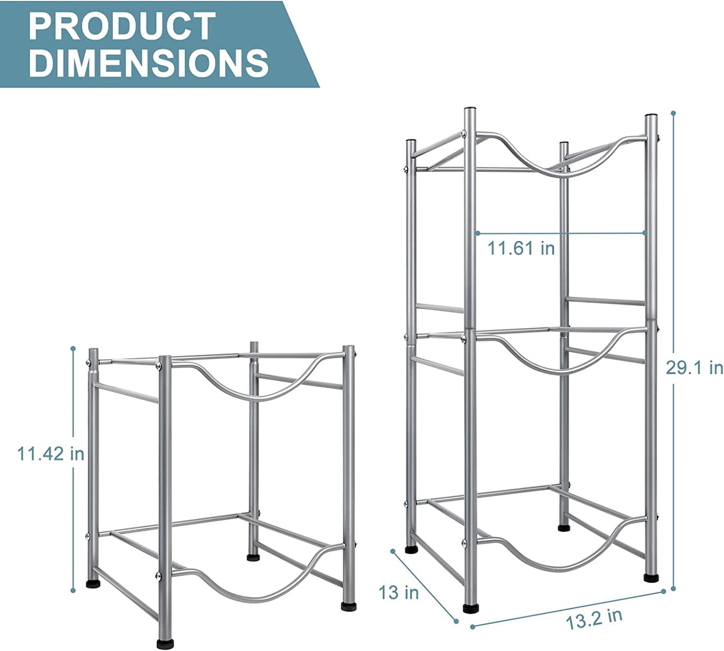 5 Gallon Water Jug Holder 3 Tier Water Cooler Jug Storage Rack, Silver
